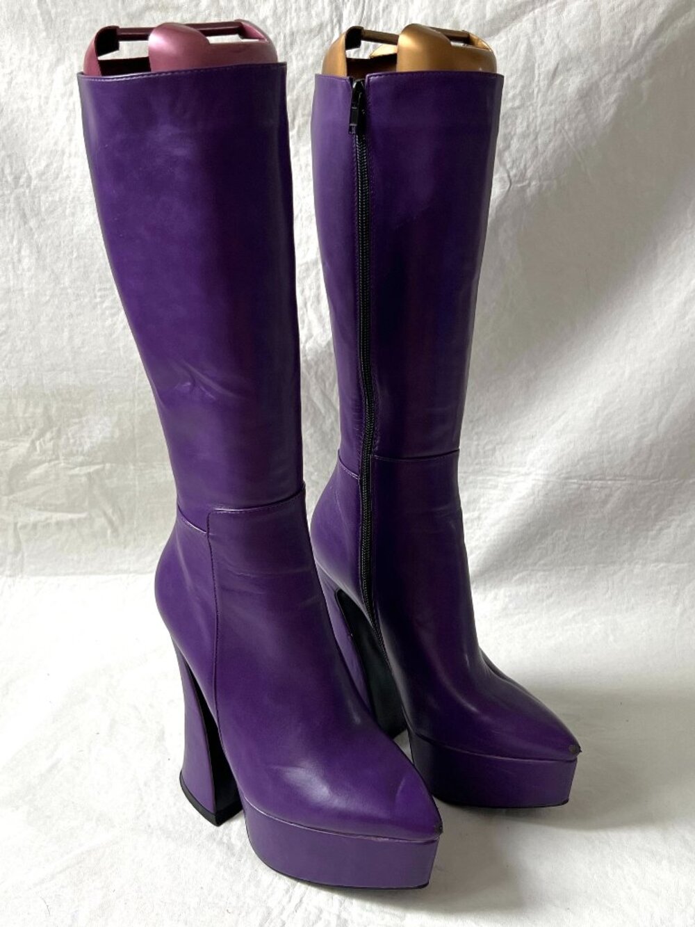 LaModa boots Sketchy Platform Calf UK 5 US 7 purple vegan leather pointed toe